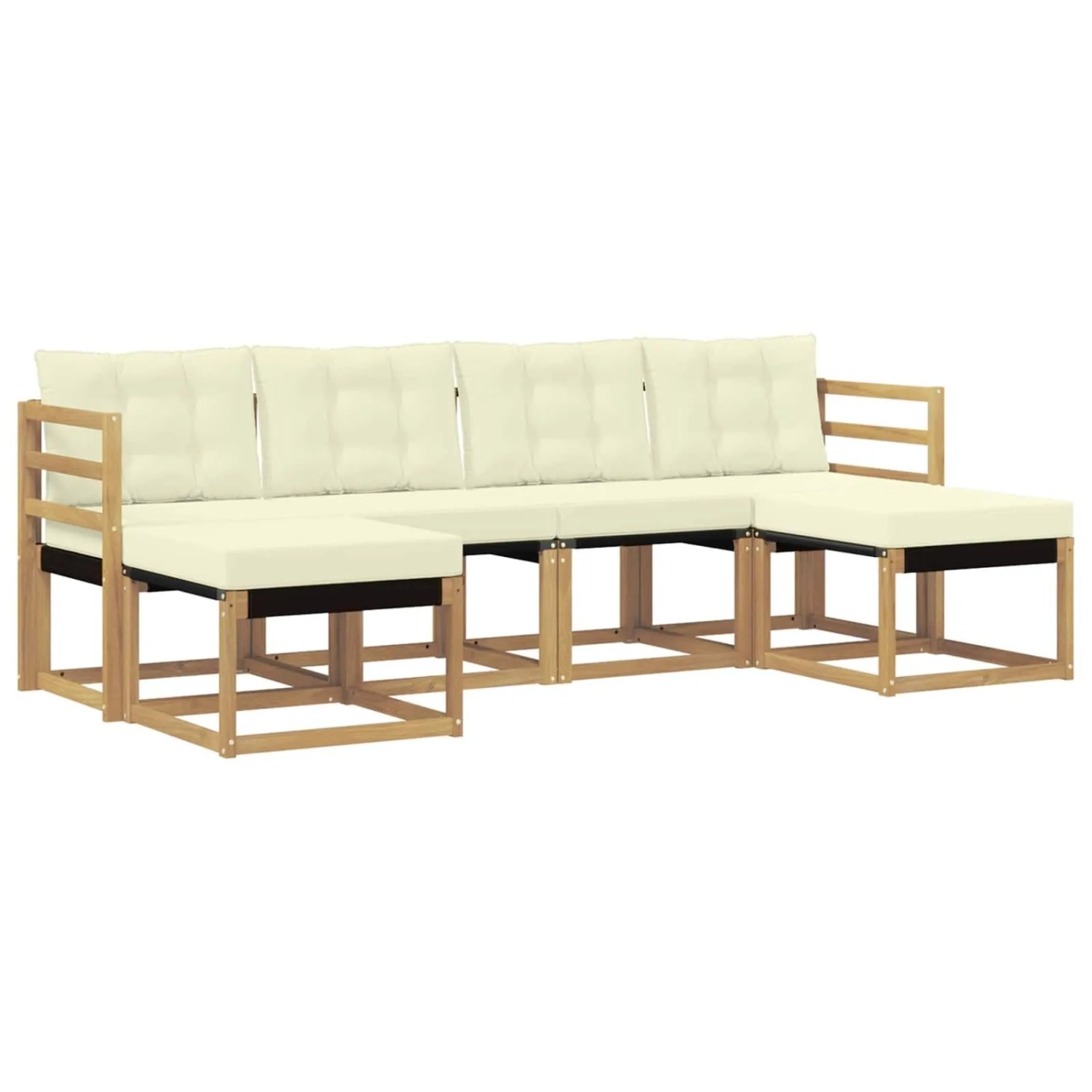 vidaXL Outdoor-Sofagarnitur mit Kissen 6-Tlg Weiß und Creme 3389728