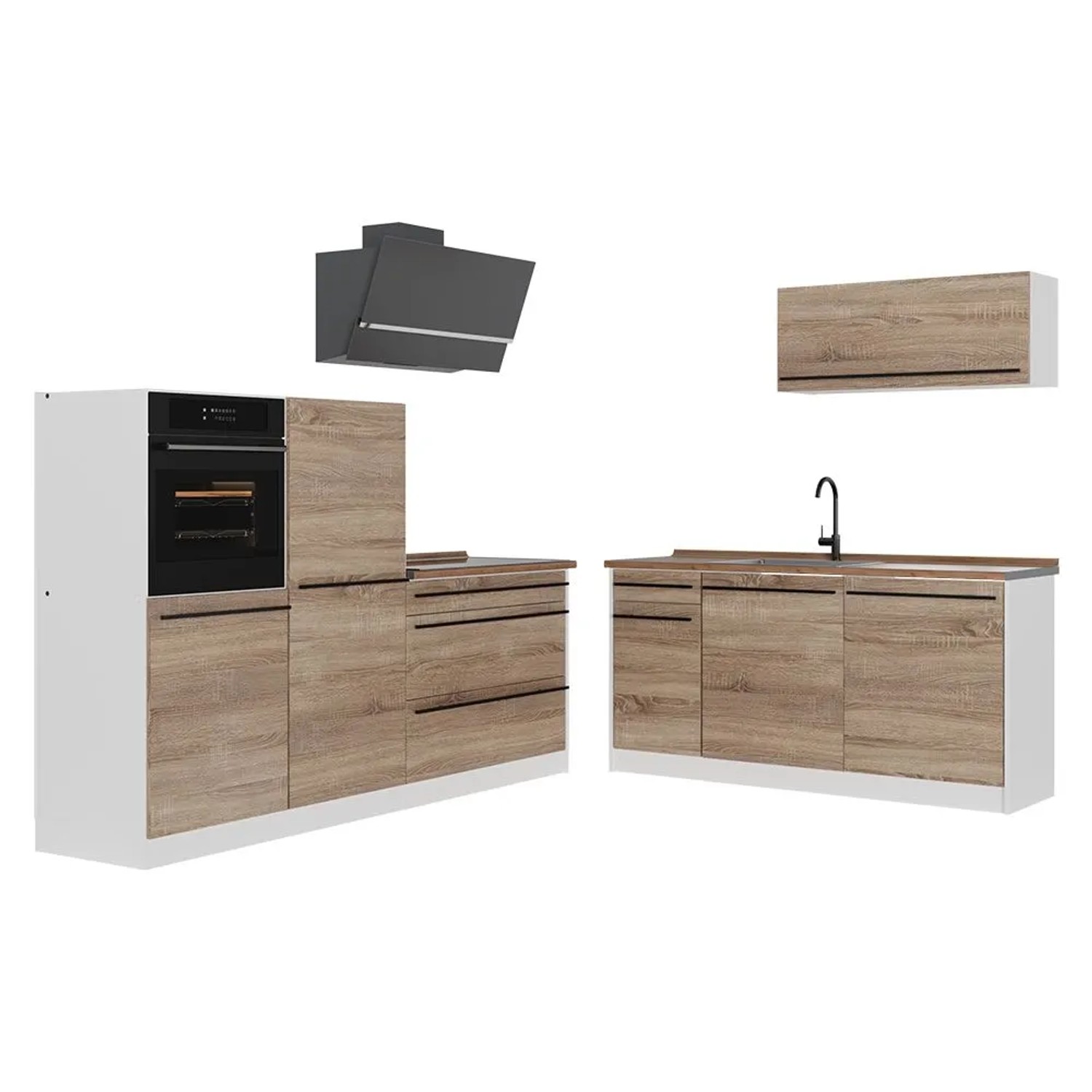 Vicco Küchenzeile R-Line Sonoma/Weiß 220 x 143 Arbeitsplatte Goldkraft Eiche Art Nr 67114
