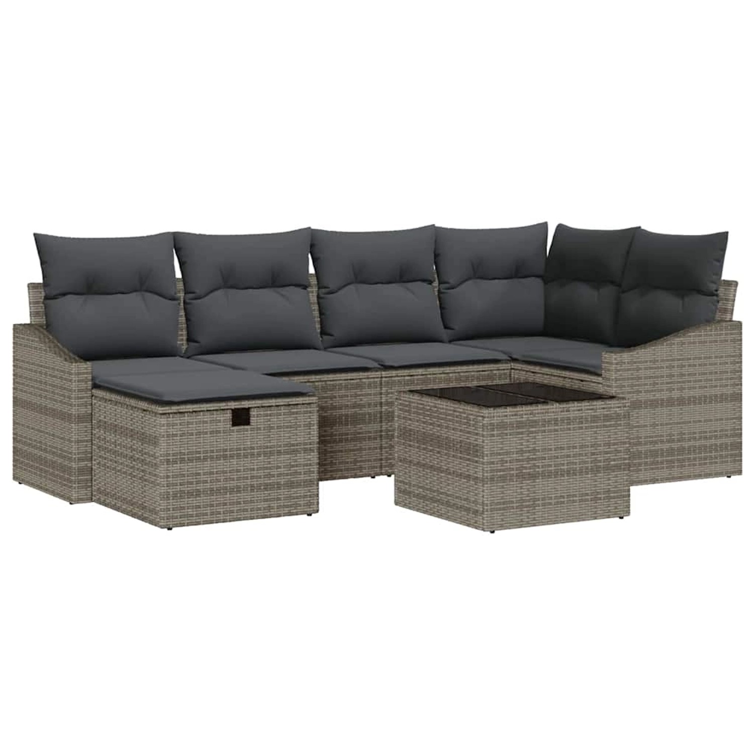 vidaXL Garten-Sofa-Set mit Kissen mit Speicher 7-Tlg Grau 3359288 günstig online kaufen