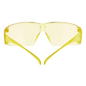 Gelbe 3M SecureFit SF200 Schutzbrille von hinten, Augenschutz für Heimwerker.