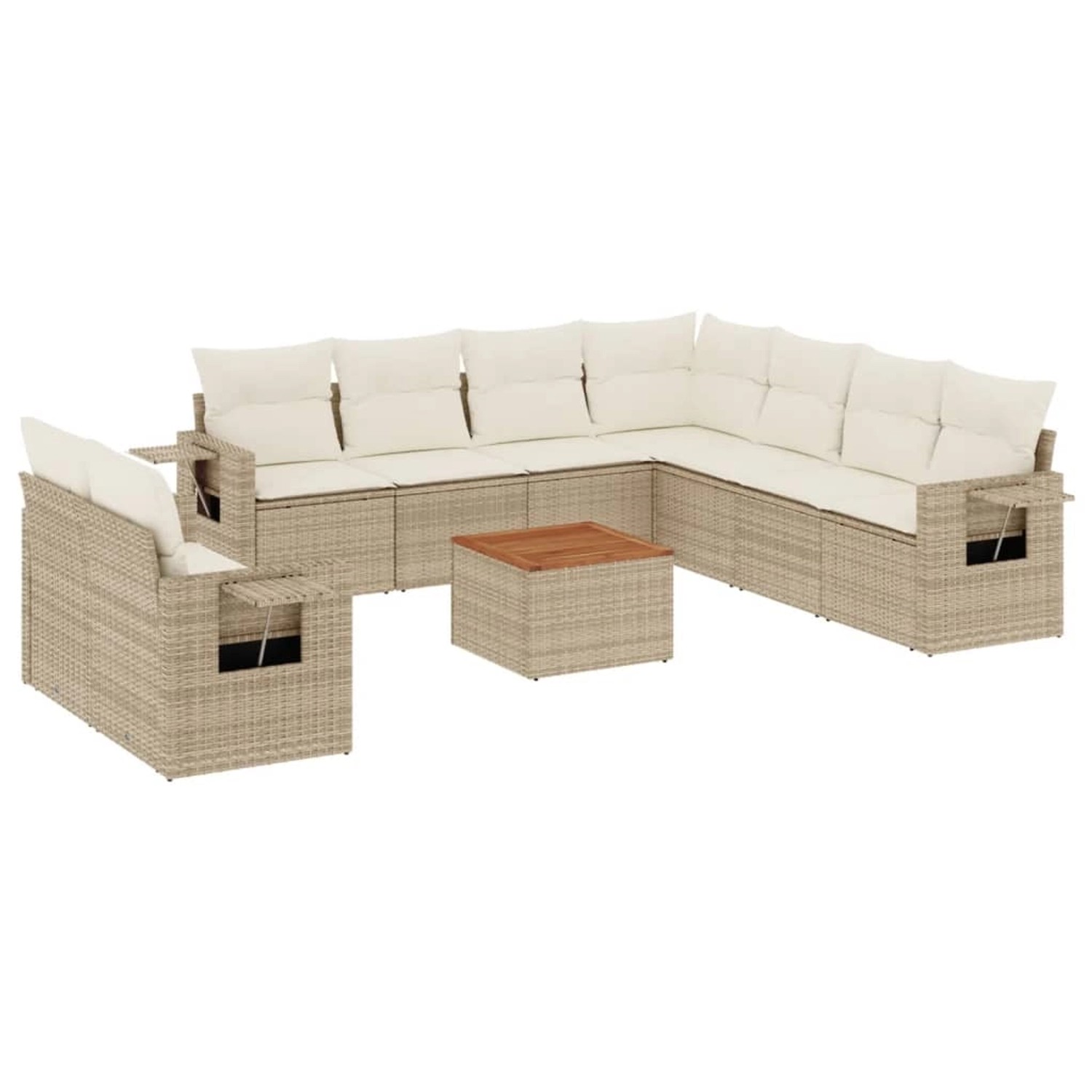 vidaXL 10-Tlg Garten-Sofagarnitur mit Kissen Beige Poly Rattan 3256961 günstig online kaufen