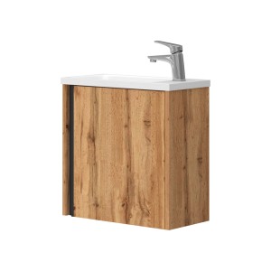 Vicco Badmöbel-Set Kleo in Goldkraft Eiche mit Waschbecken und Unterschrank.