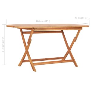 Klappbarer Gartentisch aus Teakholz, 160x80x75 cm. Praktischer Tisch für Garten und Terrasse.