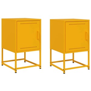 vidaXL Nachttische 2 Stk, Senfgelb 36x39x60,5 cm Stahl 846453