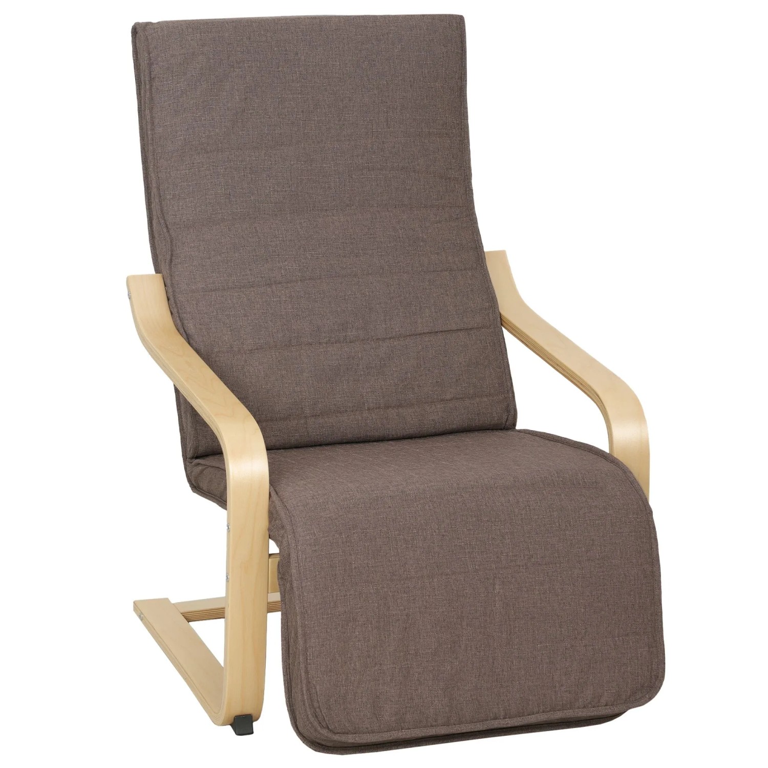 HOMCOM Accent Chair Polyester Birkenholz 66,5L x 94B x 100H cm Braun