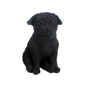 Deko-Figur: Schwarzes Mops-Hundebaby (22 cm) für Haus und Garten.