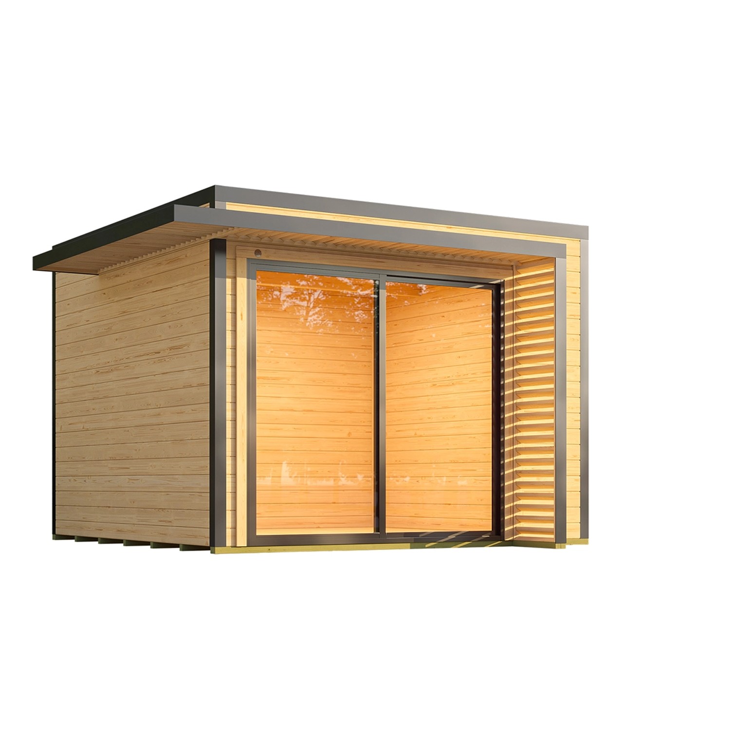 Weka Gartenhaus Amberley Doppelschiebetür Natur 300 cm x 300 cm günstig online kaufen