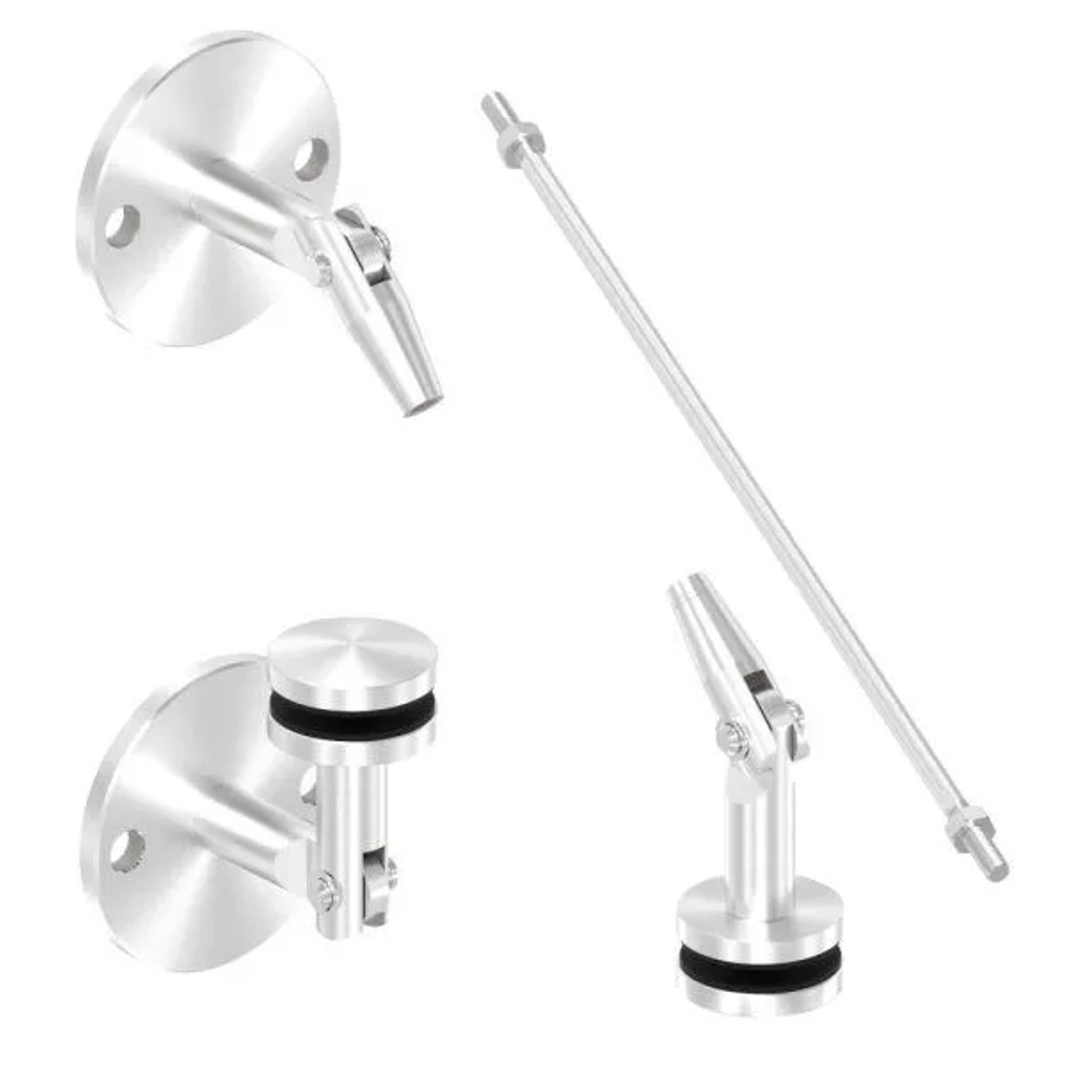 FeNau Vordachsystem Abgehängt Edelstahl V4A Punkthalter Ø 52 mm Zugstange L = 940 mm