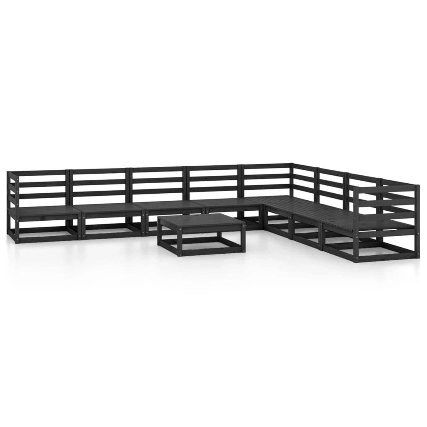 vidaXL 9-tlg Garten-Lounge-Set Schwarz Massivholz Kiefer Modell 14 günstig online kaufen