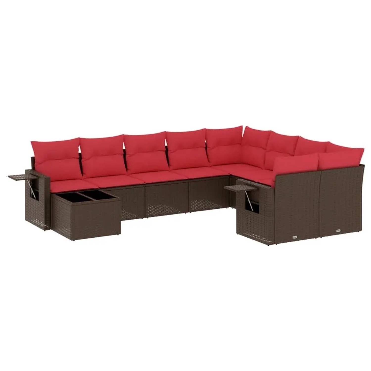 vidaXL 10-Tlg Gartensofa-Set mit Kissen Braun Polyrattan 3220663 günstig online kaufen