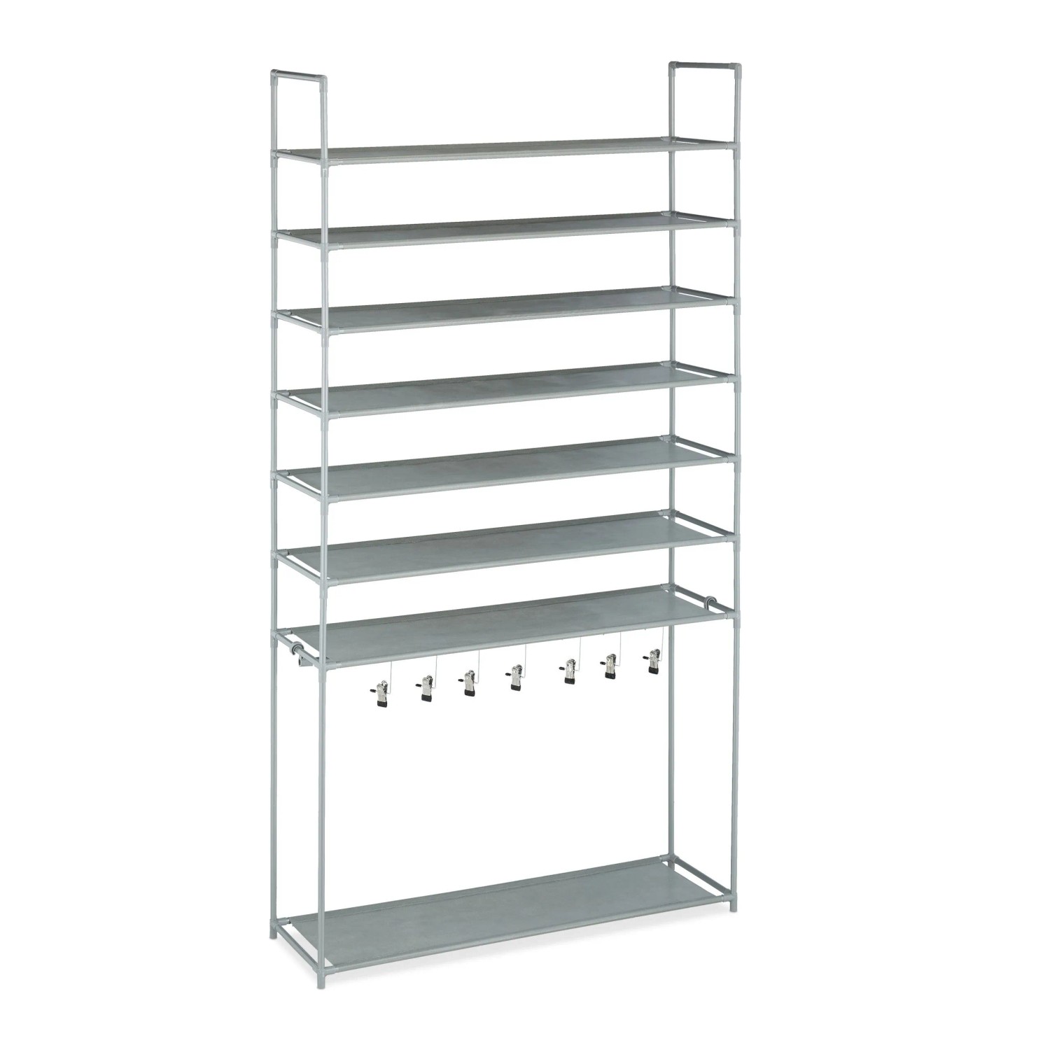 Relaxdays Schuhregal mit Stiefelfach Stahl Grau Erweiterbar 187 cm x 99 cm x 30 cm 2,7 kg