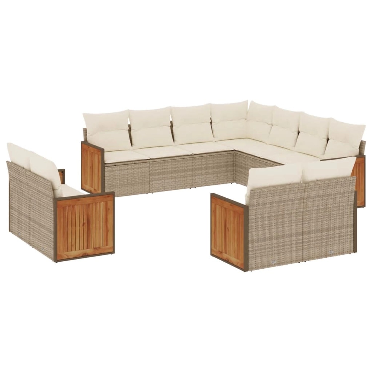 vidaXL 11-Tlg Garten-Sofagarnitur mit Kissen Beige Poly Rattan 3260581 günstig online kaufen