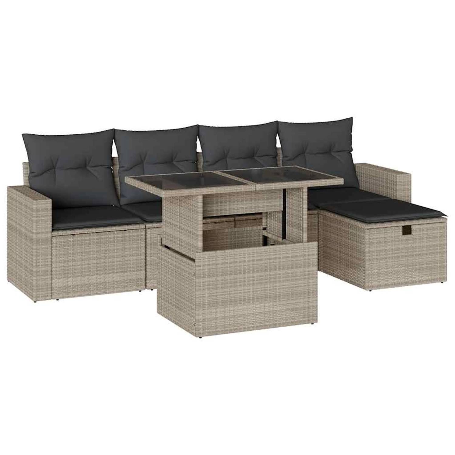 Thumbnail - vidaXL 6-Tlg Garten-Sofagarnitur mit Kissen Hellgrau Poly Rattan 3274812