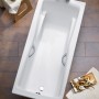 Rechteckige Badewanne Atlanta, 190x90 cm, mit Haltegriffen. Ideal für entspannende Bäder.