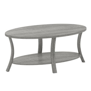 Costway Couchtisch Oval 2-Stöckig 111 x 60,5 x 47 cm Grau