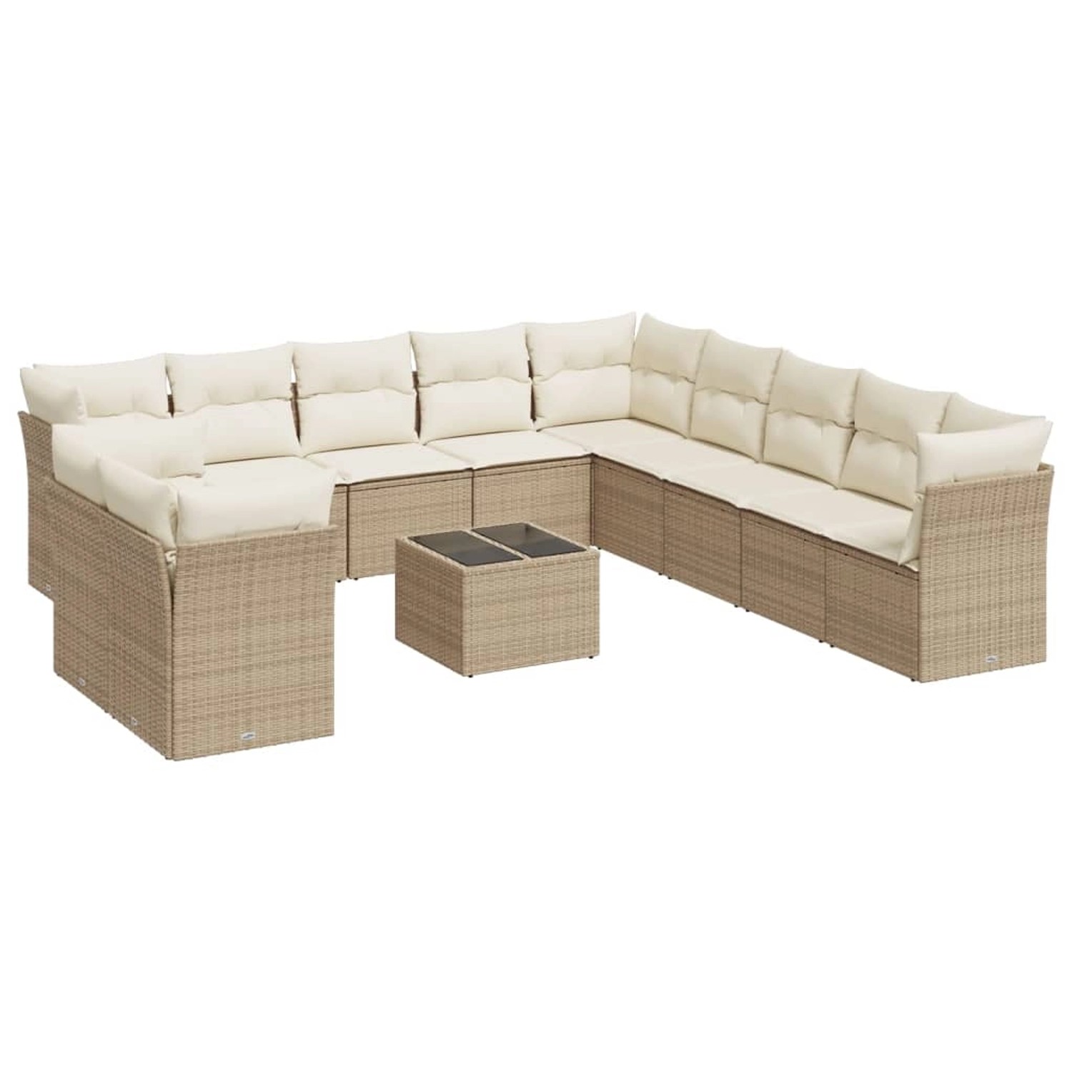 vidaXL 12-Tlg Garten-Sofagarnitur mit Kissen Beige Poly Rattan 3249727 günstig online kaufen