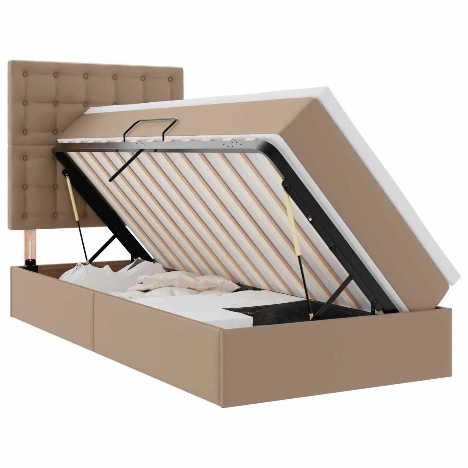 vidaXL Bett mit Stauraum und LED Cappuccino 100 x 200 cm Kunstleder 3372292