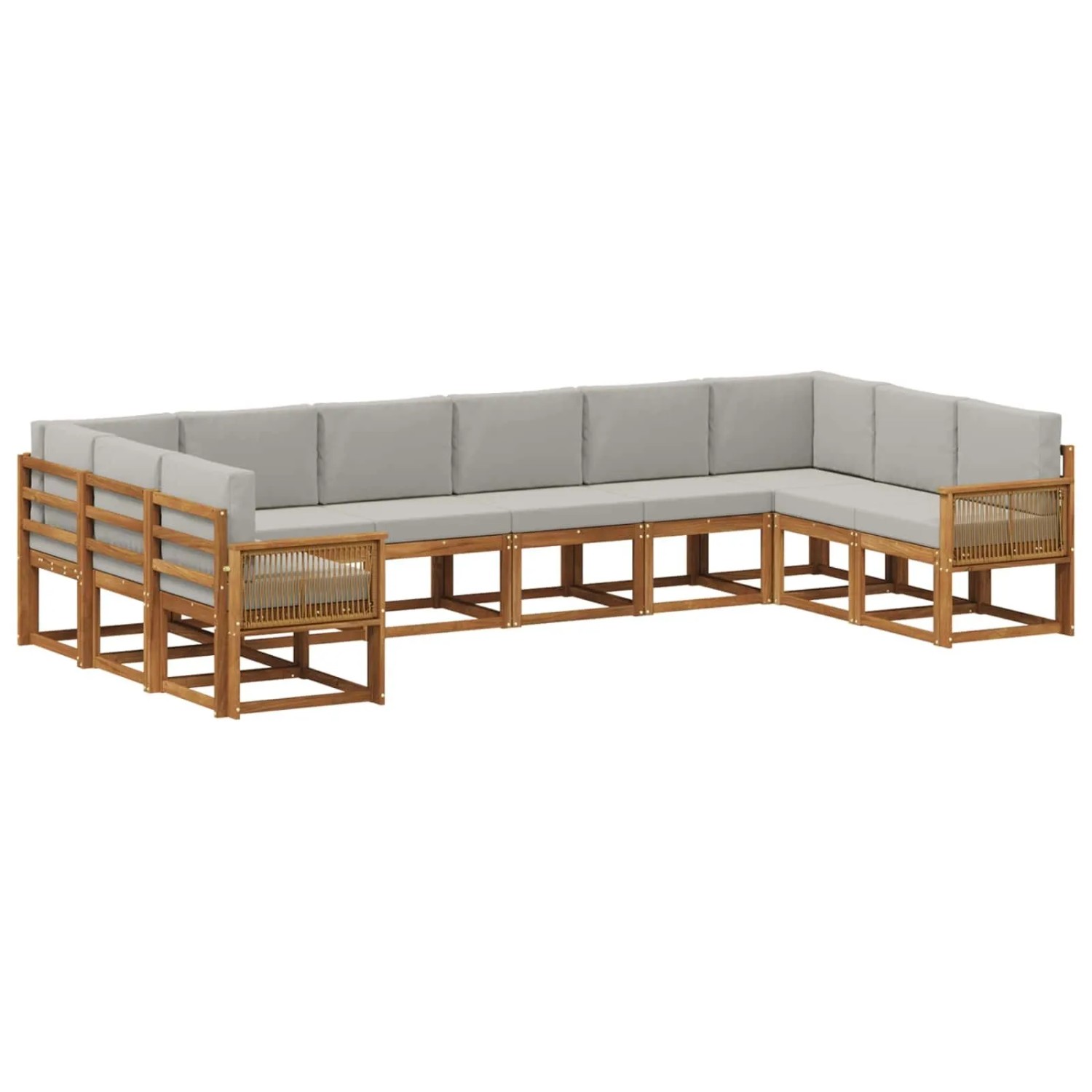 vidaXL Outdoor-Sofagarnitur mit Kissen 10 Stk Natur und Hellgrau 3385577