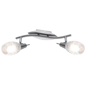 Nickel LED Spot Milazzo mit 2 Leuchten und E14 Leuchtmittel für Deckenmontage.