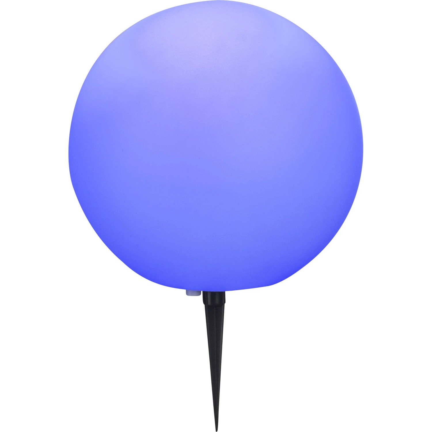Weiße Globo Außenkugelleuchte TOULA mit Erdspieß für den Garten.