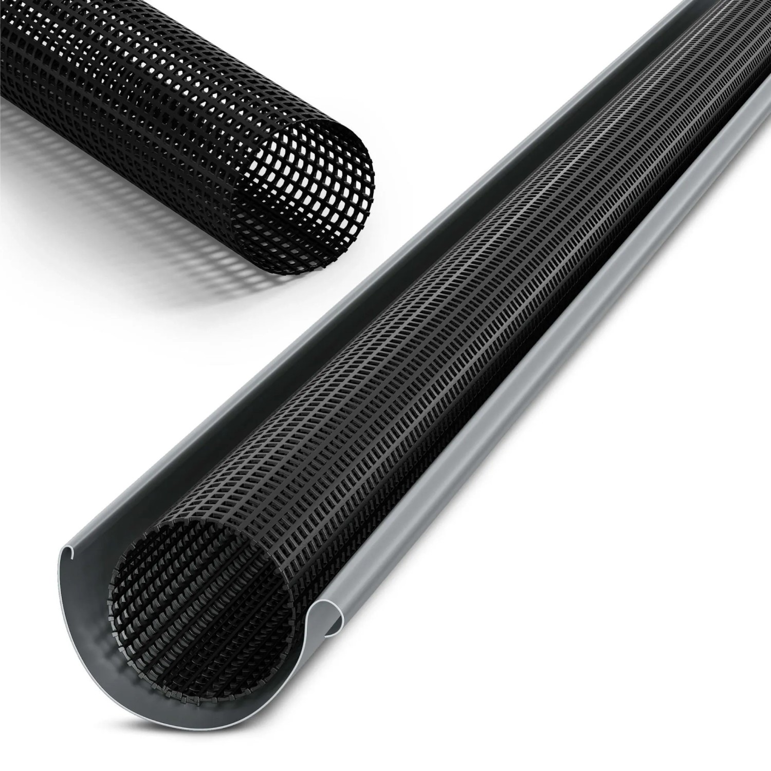 INEFA Dachrinnen Laubschutzgitter 2 m Schwarz für Ø 125-180 mm