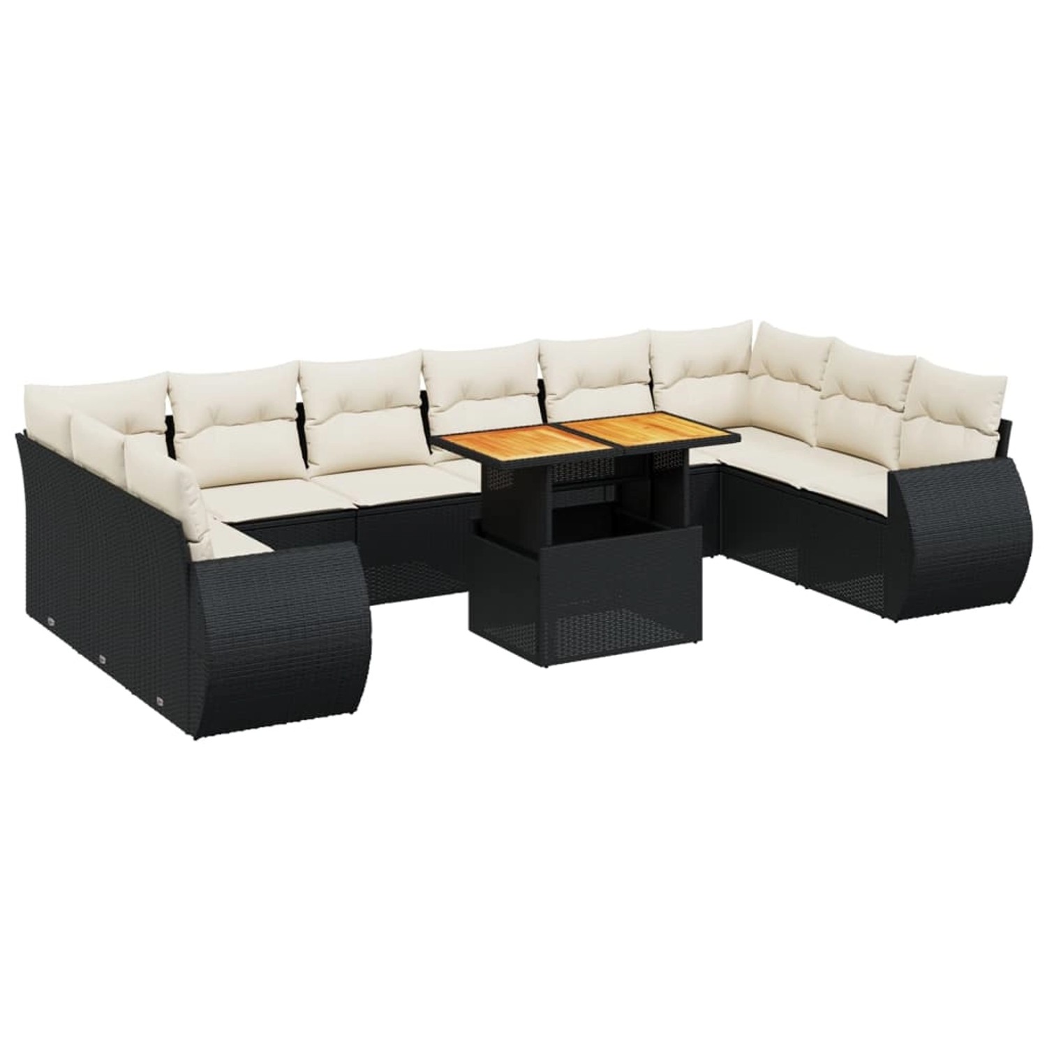 vidaXL 11-Tlg Garten-Sofagarnitur mit Kissen Schwarz Poly Rattan 3272365 günstig online kaufen