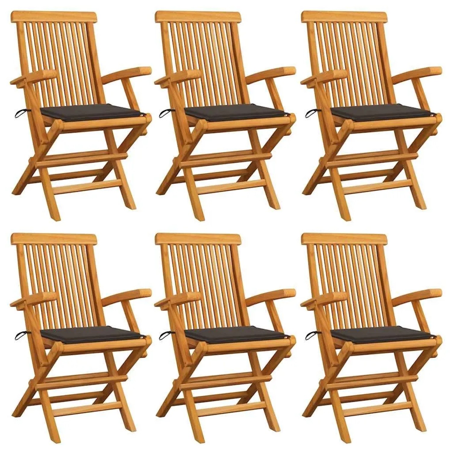 vidaXL Gartenstühle mit Taupe Kissen 6 Stk Massivholz Teak 3062549 günstig online kaufen