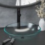 vidaXL Waschbecken-Set mit Wasserhahn und Ablaufgarnitur, mattiertes Glas, Schwarz.