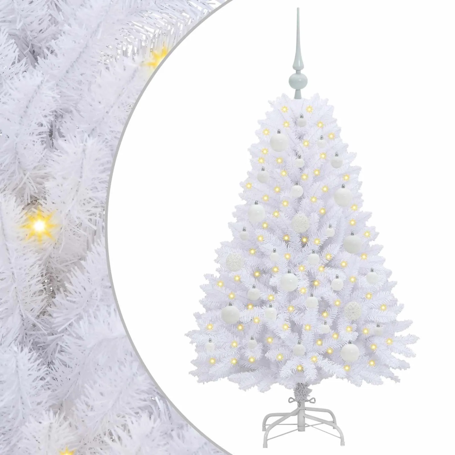 vidaXL Künstlicher Klappbarer Weihnachtsbaum Weiß 120 cm PVC und Stahl 3426579