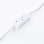 Detailaufnahme: Bedienelement der weißen LED-Tischleuchte Neele mit Musik-, Timer- und Modus-Symbolen.