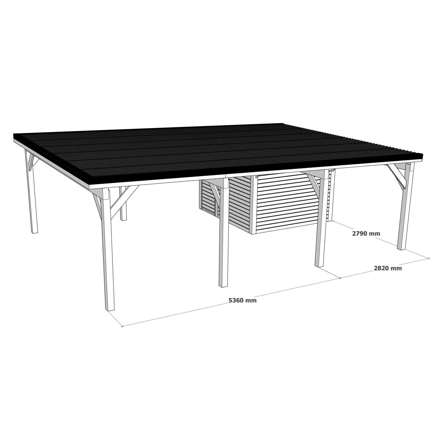 Holzbrüder Doppelcarport Ralf mit Geräteraum, oxidrot, Maße: 600x868 cm.