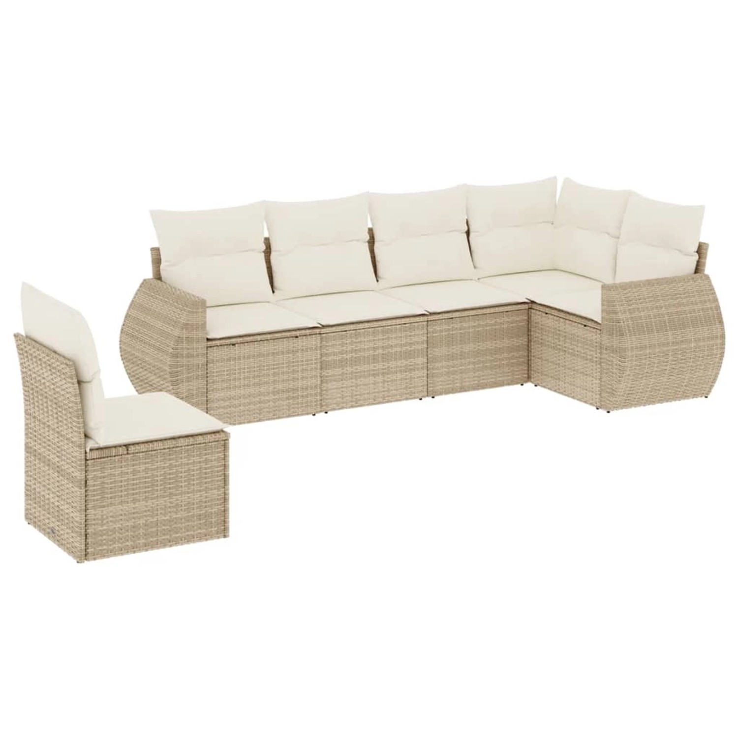 vidaXL 6-Tlg Garten-Sofagarnitur mit Kissen Beige Poly Rattan 3221427 günstig online kaufen