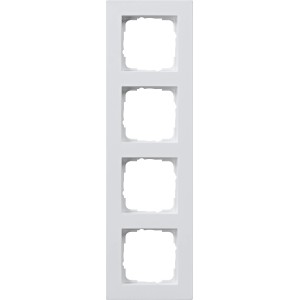 Gira Abdeckrahmen E2, 4-fach, reinweiß glänzend für Schalter und Steckdosen.