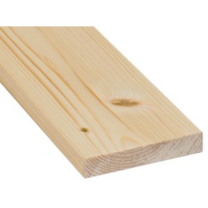 Gehobeltes Balkonbrett aus Fichte/Tanne, 27x143x2400 mm, unbehandelt.