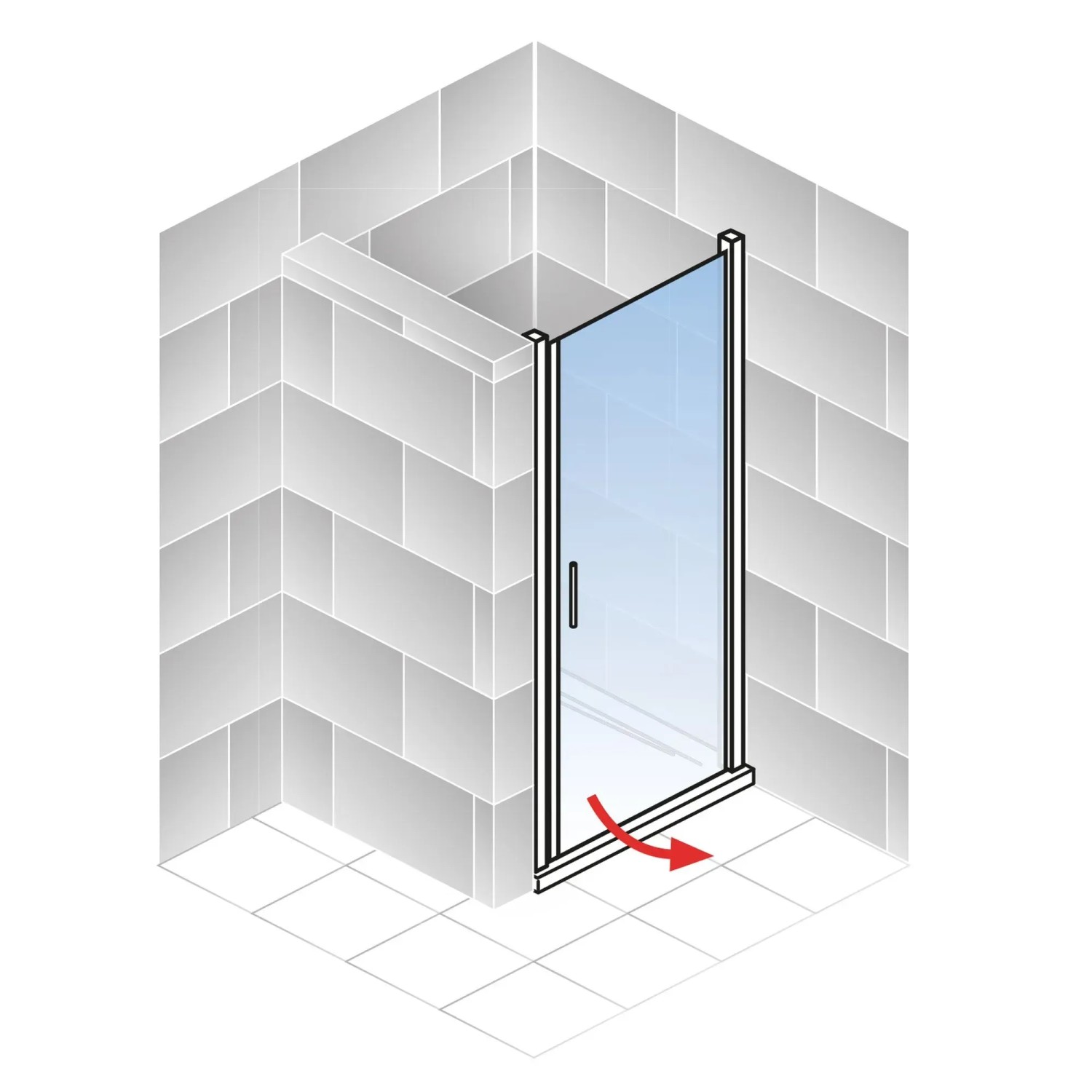 Schulte Garant 2.0 Duschkabine mit Drehtür für Nische, Alunatur, 200x90 cm, Rechtsanschlag.