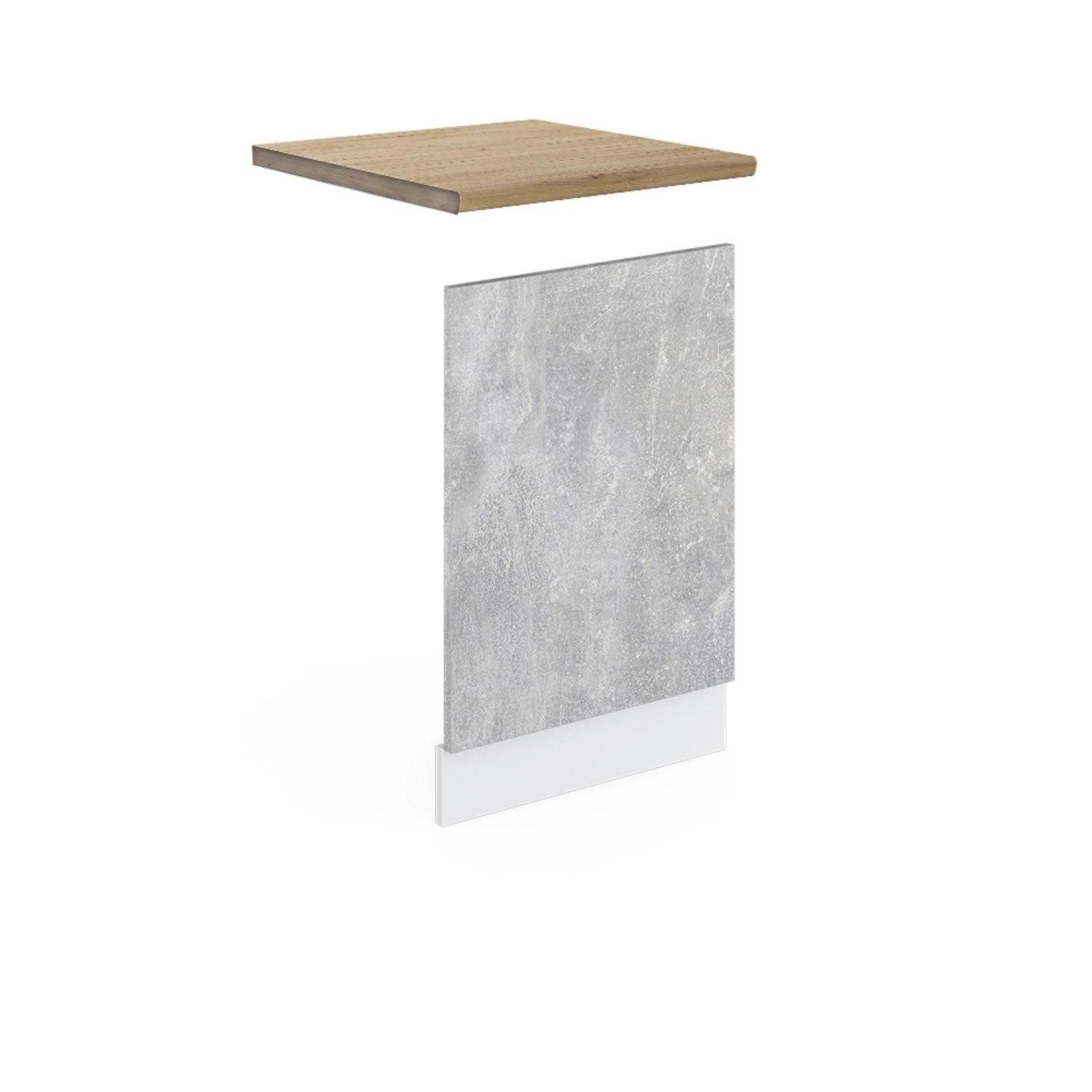 Vicco Frontblende R-Line Geschirrspüler Fronttür Beton/Weiß 45 cm AP Eiche