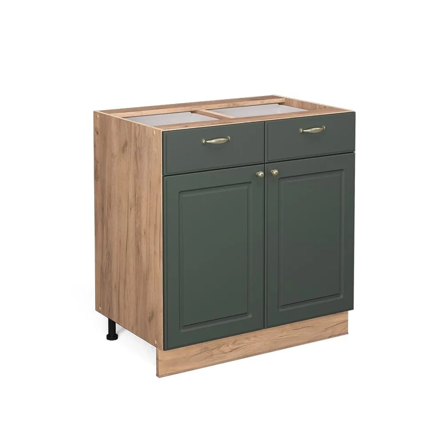 Vicco Küchenunterschrank Fame-Line Grün-Gold Landhaus Goldkraft Eiche 80 cm ohne Arbeitsplatte