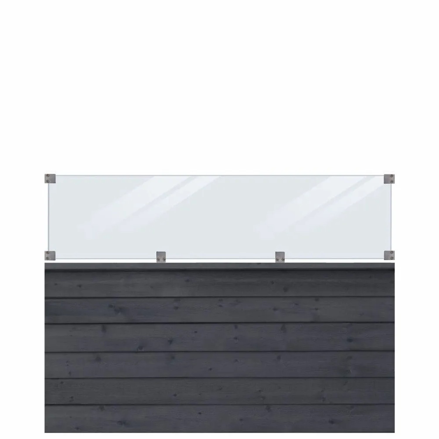 Sichtschutzzaun Klink Nadelholz Schwarz mit Glas 174 cm x 125 cm