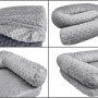 Hundebett aus Kiefernholz, weiß, mit Rollrost und Matratze, geeignet für große Hunde. Tierbett Details in Nahaufnahme.