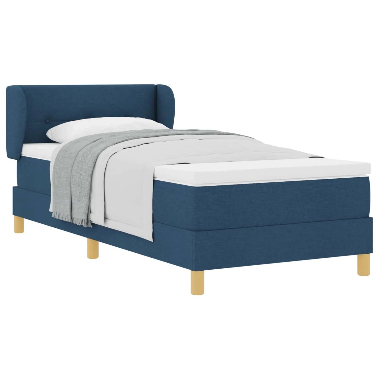 vidaXL Boxspringbett mit Matratze mit Kopfteil Blau 90 x 190 cm Stoff 33401 günstig online kaufen