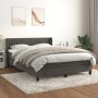 Dunkelgraues vidaXL Boxspringbett 140x190 cm mit Samtbezug, inklusive Matratze und Topper.