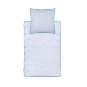 Bestlivings 4 Jahreszeitenbett mit Kissen, blau abgesetzt. Steppdecke für Sommer und Winter.