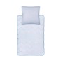 Bestlivings 4 Jahreszeitenbett mit Kissen, blau abgesetzt. Steppdecke für Sommer und Winter.
