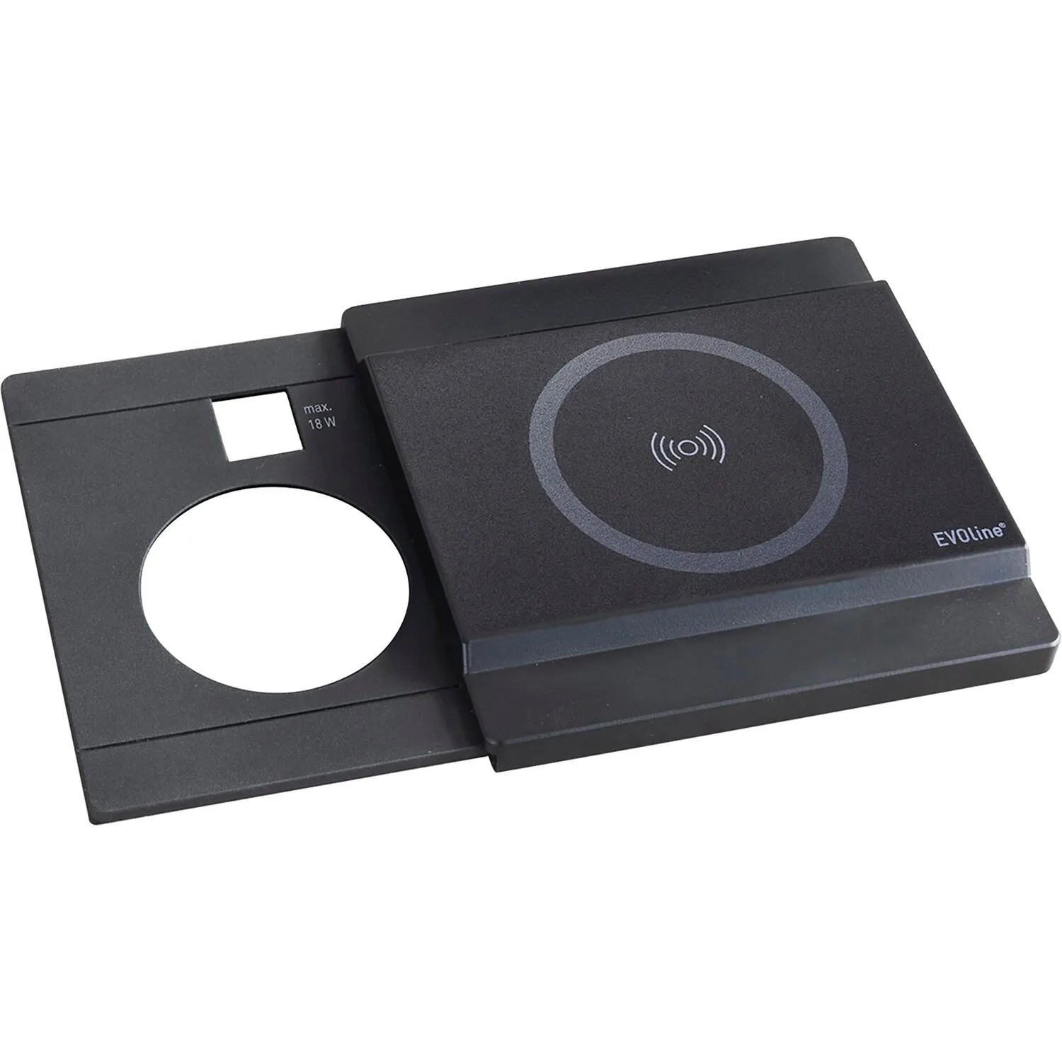 Evoline Disq Schiebedeckel Wireless Charger für Circle80 Einbausteckdose Schwarz