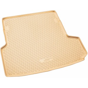 Beige Gummi Kofferraumwanne für BMW 3er F31 Touring (2012-2019), passgenau und mit hohem Rand.