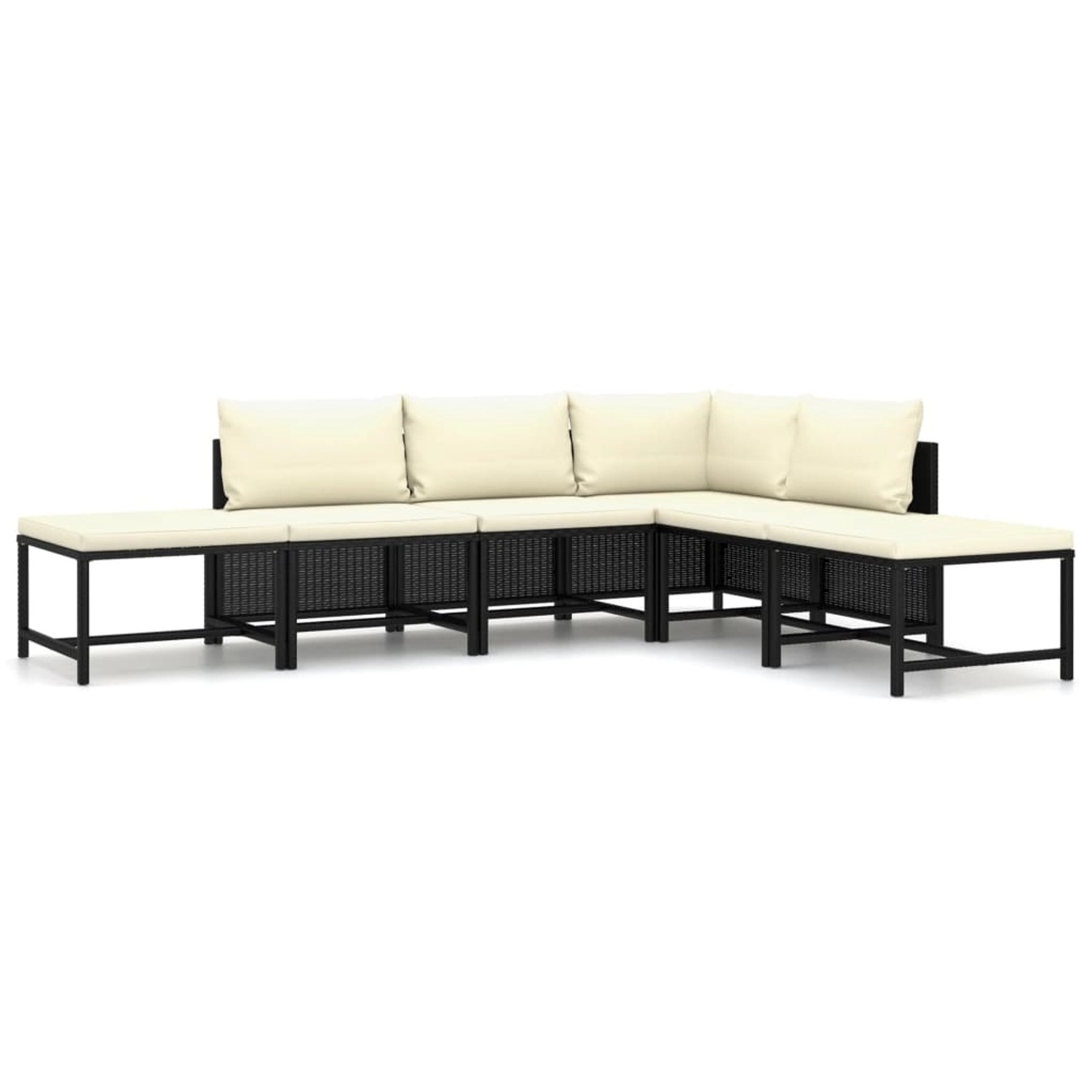 6-tlg. Garten-lounge-set Mit Kissen Poly Rattan Schwarz günstig online kaufen