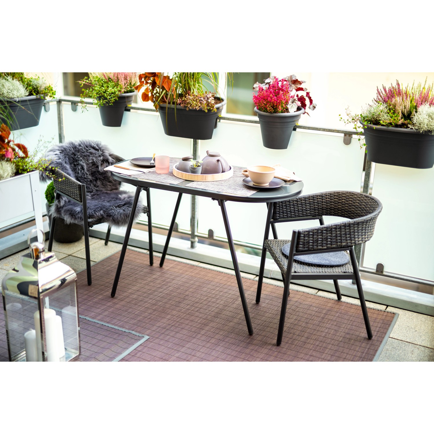 BalkonmöbelSet Destin 3teilig Stahl Grau kaufen bei OBI