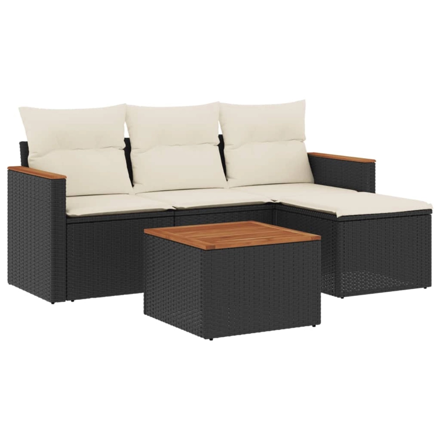 vidaXL 5-Tlg Garten-Sofagarnitur mit Kissen Schwarz Poly Rattan 3258311 günstig online kaufen