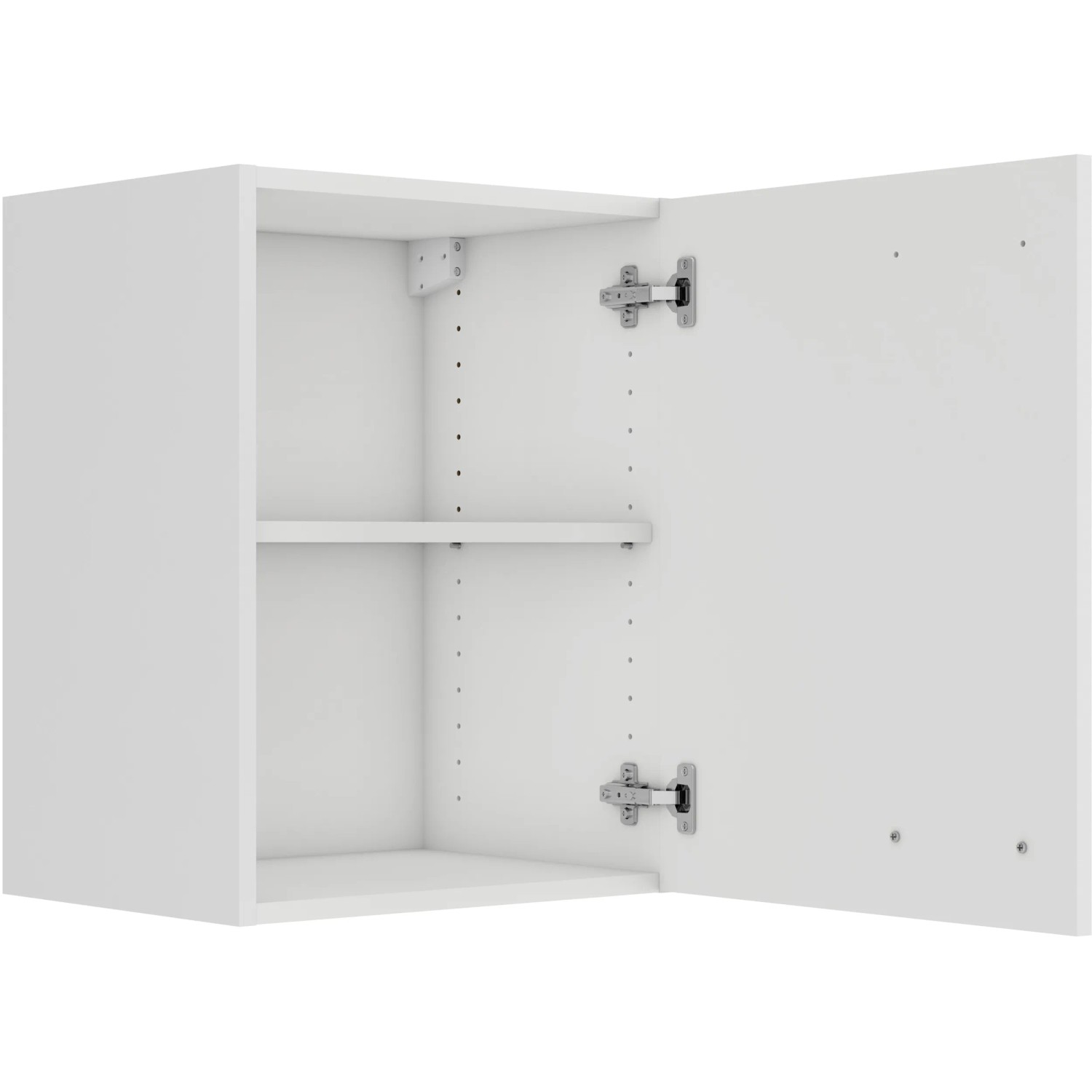 OPTIFIT Oslo214 Küchen-Hängeschrank, 45 cm, Feinstruktur Weiß, mit offener Tür und Einlegeboden.