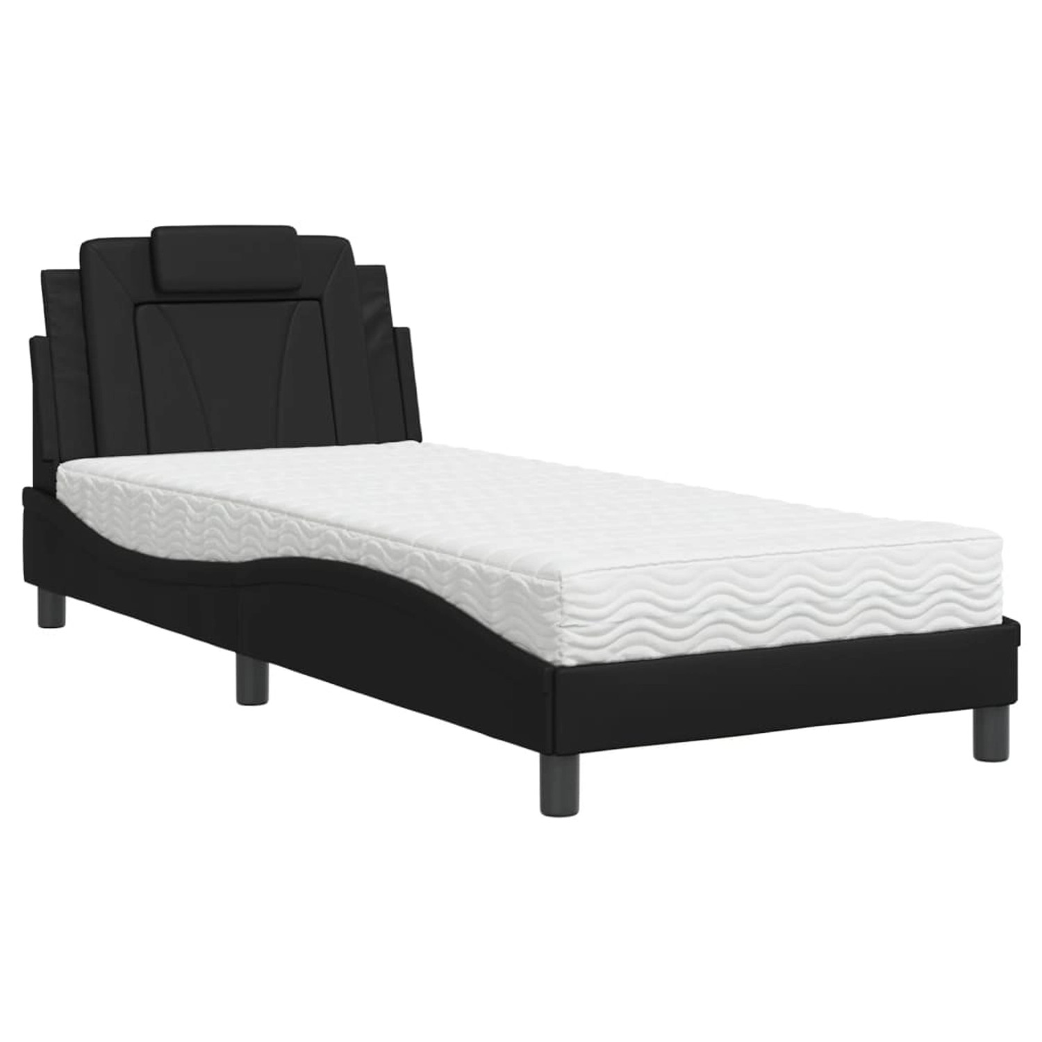 vidaXL Bett Viana mit Matratze Schwarz 90x200 cm Kunstleder 3208768